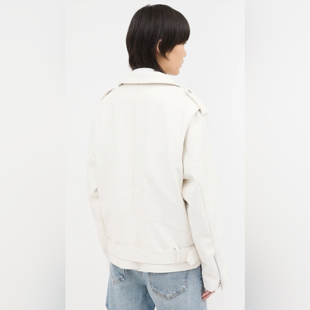 The Frankie Shop ARIA Faux Leather Oversized Biker Jacket RARE WHITE - Picture 5 of 8